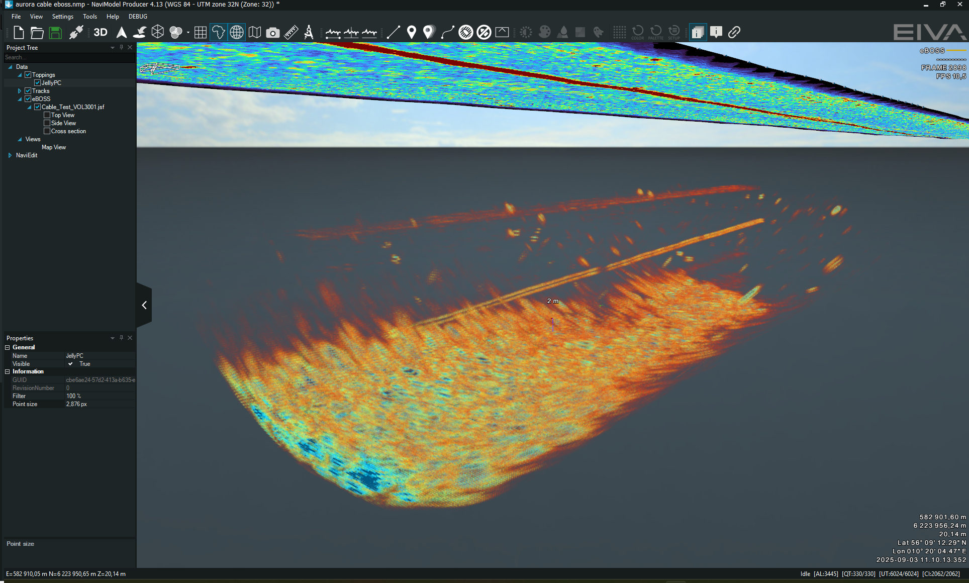 Point cloud visualisation in NaviModel 4.13 showing high-intensity targets. Low-intensity points are rendered transparent, allowing clear visibility of high-intensity objects through surrounding data.